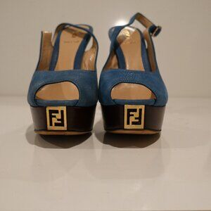 FENDI LOGO SLINGBACK PUMPS - Size 37.5